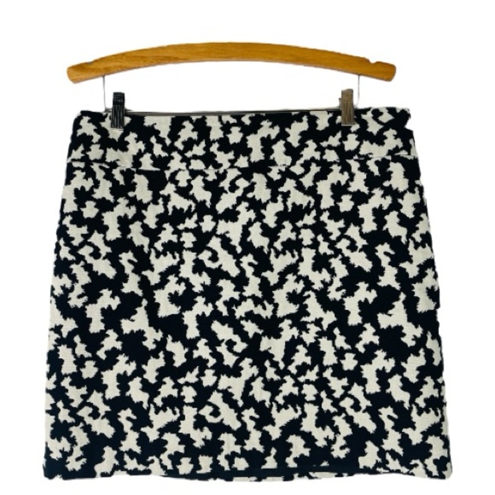 Loft cream black abstract preppy office skirt 14